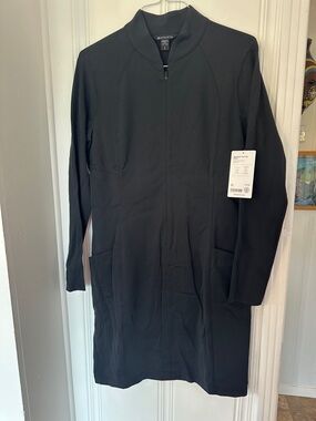 Athleta Black Midi Dress with Front Zip